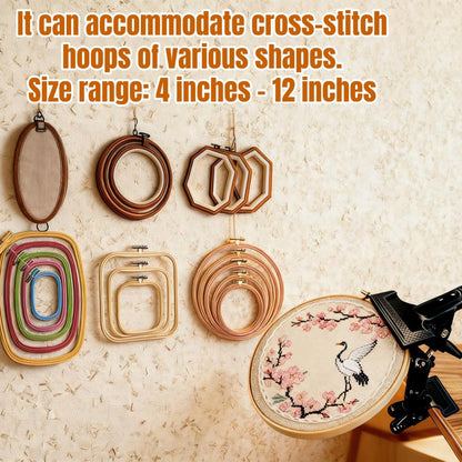 Embroidery Hoop Stand Holder - 360° Rotatable Adjustable Metal Table Clamp for Cross Stitchers,Hands-Free Sewing Needlework Stand,Fits 6–12 Inch Hoops,Portable Embroidery Stand with Protective Pads