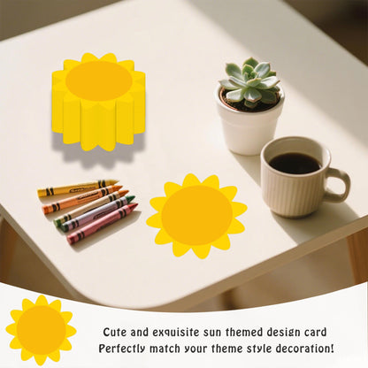 100Pcs Sun Cutouts Cardboard Gold Sun Shape Bulletin Board Decor 4 Inch- Blank Sunshine Paper Shape Creative Supply Die Cut with Glue Points for Classroom Office Home Decor