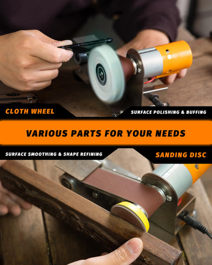 Mini Belt Sander, Electric Small Sander Knife Making Supplies, 7 Adjustable Speed Electric Knife Sharpener, Power Belt Grinder for Woodworking, Metal Working DIY (6.5'' x 6.8'' x 4.8'')