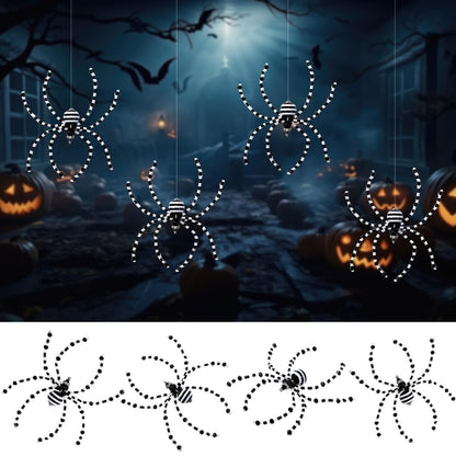 Reallnaive 8 Pcs Black and White Halloween Spider Ornament Beaded Hanging Ornaments Decorations for Halloween Decor Gift