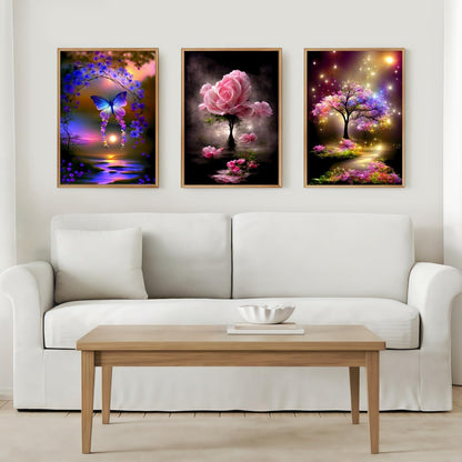 6 Pack Diamond Art Kits for Adults, Butterfly Flower Landscape 5D Diamond Painting for Adult Beginners, DIY Full Drill Round Gem Painting Dot Art Sets, Home Wall Decor 9.8x13.8 Inch