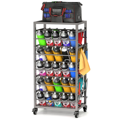 yeshine 50 Can Spray Paint Storage Rack, Rolling Aerosol Storage Cart, Metal Spray Bottle or Lube Holder, Aerosol Can Holder Rack, Paint Bottle Organizer for Garage And Craft Workroom