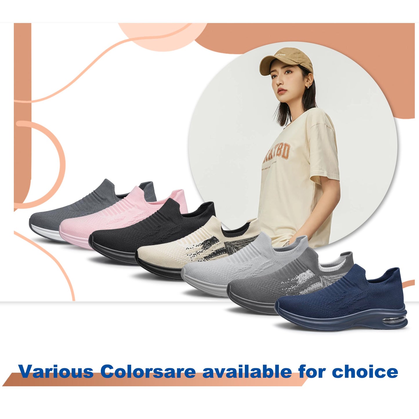 Womens Walking Shoes Non Slip Running Shoes Breathable Workout Shoes Lightweight Gym Sneakers Zapatos para Mujer Black Size 7