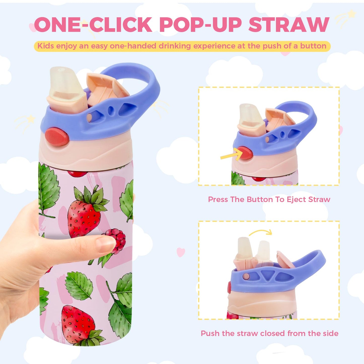 Lilsofee 6 Pack 12 OZ Sublimation Straw Sippy Cup Blank Tumblers Double Wall Vacuum Insulated Mixed Color Thermoses Stainless Steel Water Bottles for School