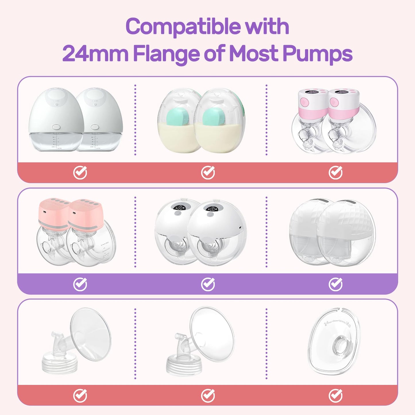 Nuliie 10PCS Flange Sizing Kit 13/15/17/19/21mm for 24mm Flange/Shield of Most Pumps, Silicone Flanges Insert for Momcozy/Spectra Electric Breast Pumps, Pumping Essential Kit for Moms