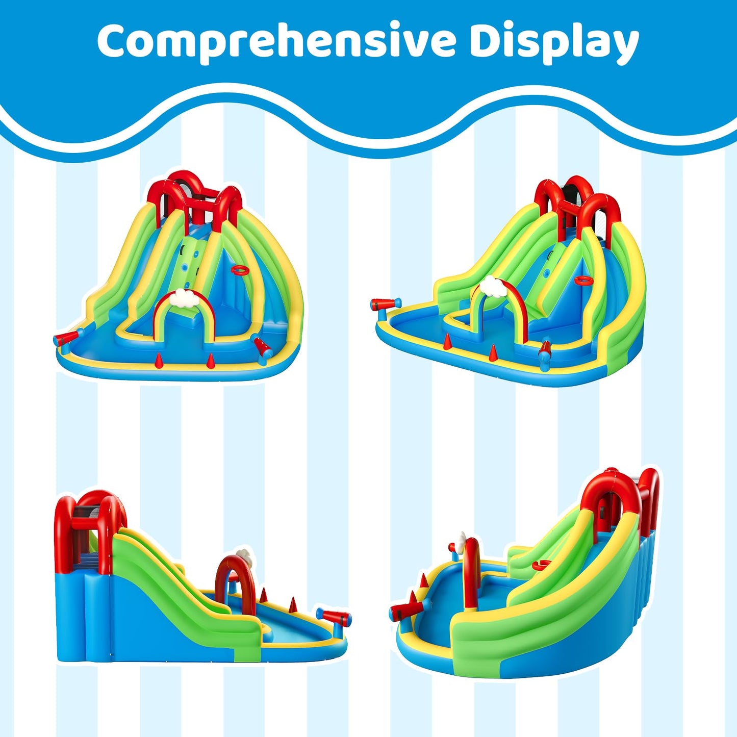 Sunswell Inflatable Water Slide, Blow Up Water Slides for Kids Backyard 6 in 1 Bounce House with 450w Blower, Water Park for Outdoor and Indoor, 15.68‘ x12.57'x86.68''