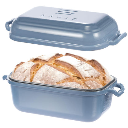 Ryede Dutch Oven for Sourdough Bread Baking, Enameled Cast Iron Dutch Oven Pot with Lid, 10×6 Bread Loaf Pans with Lid for Homemade Bread, Cake, Meatloaf, Oven & Induction Safe (Blue, 3.84 QT)
