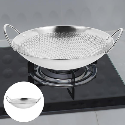 BESTonZON Stainless Steel Wok Pan, Everyday Pan, Korean Pan, Mini Wok Cookware, Non Stick Deep Frying Pot, Metal