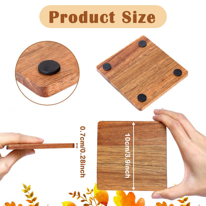16 Pieces Unfinished Wood Coasters, 4 Inch Square Acacia Wooden Coasters for Crafts with Non-Slip Silicon Dots for DIY Stained Painting Wood Engraving Home Decoration