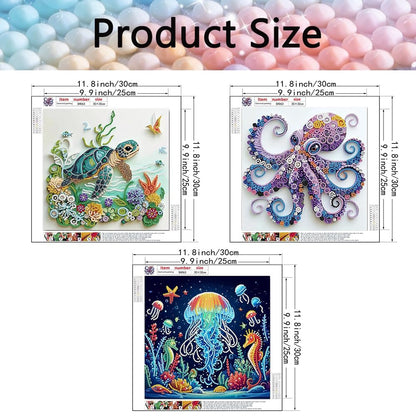 VIGEGU 3 Pack Special Shape Diamond Art Kits for Adults, Marine Animal 5D Diamond Painting Kit for Adults Beginners,DIY Diamond Dots Gem Painting Art and Craft for Home Wall Decor 12 X 12inch