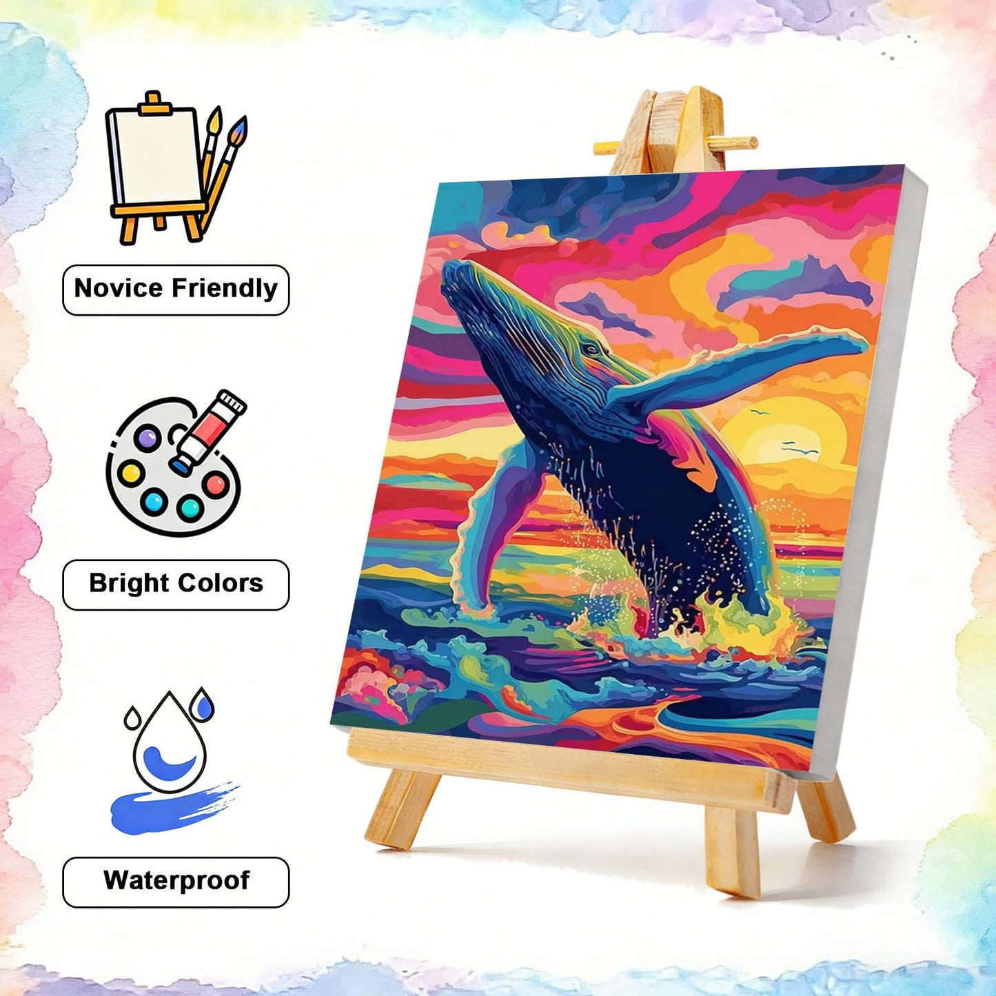 TBAIRO 4 Pack Framed Paint by Numbers Kit for Adults Beginner Animals DIY Painting Kits for Adults Ocean Easy Adult Paint by Number Kits on Canvas for Wall Art Decor 8x12 Inch