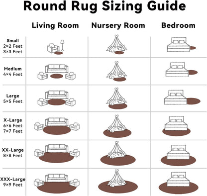 OLANLY Coffee Round Area Rug - Soft, Fluffy, Machine Washable 8 ft Circle Carpet for Bedroom & Living Room