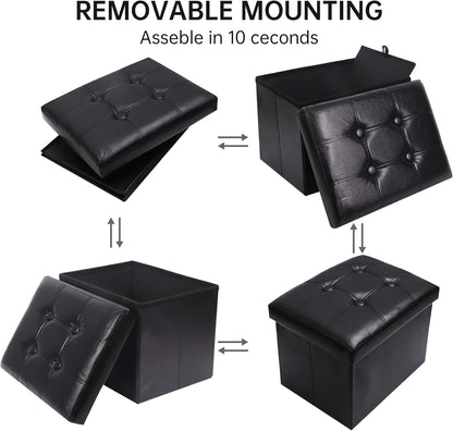 SOYOTA Storage Ottoman Cube Storage Ottoman as Foot Stool, Foot Rest & Stepping Stool - Folding Storage Ottoman