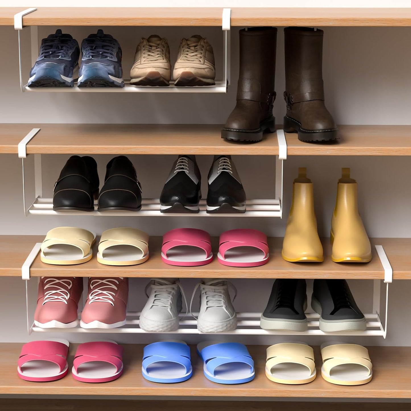 1 Closet 16.5-31.5 Inch CroBlissful Pcs Expandable Shoe Rack Organizer for Adjustable Retractable Hanging Cabinet Shoe