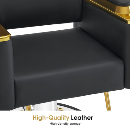 BarberPub Luxurious Salon Chair, Height Adjustable Black Salon Beauty Spa Styling Equipment, 440lbs Hydraulic Pump for Hair Stylist, Barber Shops&Beauty Salons 8633 (Black)
