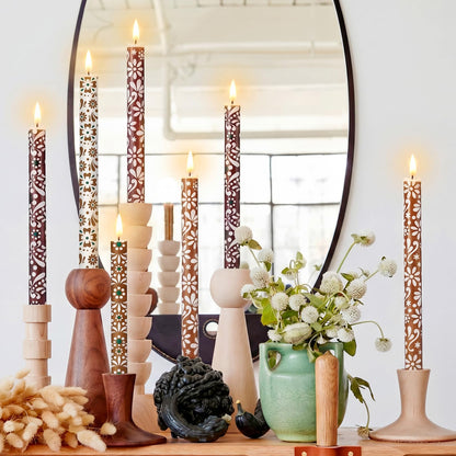 Lyrow 6 Pcs Mexican Cielito Lindo Flameless Taper Candles 11 Inch Real Wax LED Candles Flickering Battery Operated Candlesticks for Mexican Day of the Dead Home Dinner Holiday Decor Mexico Gifts