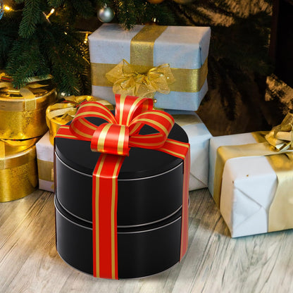 Yopay 3 Pack Cookie Tin with Lid, Round Gift Tin, Black Baking Cake Container for Storing Patisseries, Snack, Chocolate, Easter, Special Occasion, Holidays, 7" Wide by 3.2" Tall