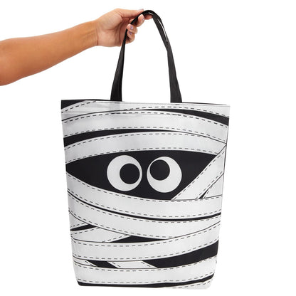 BLUE PANDA 12-Pack Large Mummy Halloween Tote Bags for Halloween Parties - 15 x 16 Inches Trick or Treat Sacks, Reusable Goodie Bags for Kids & Adults