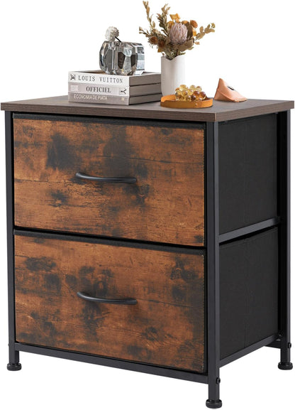 2 20 inch Closet, DUMOS Nightstand Small Dresser with Fabric Drawers Side Bedroom End Table Kids Bedside Storage