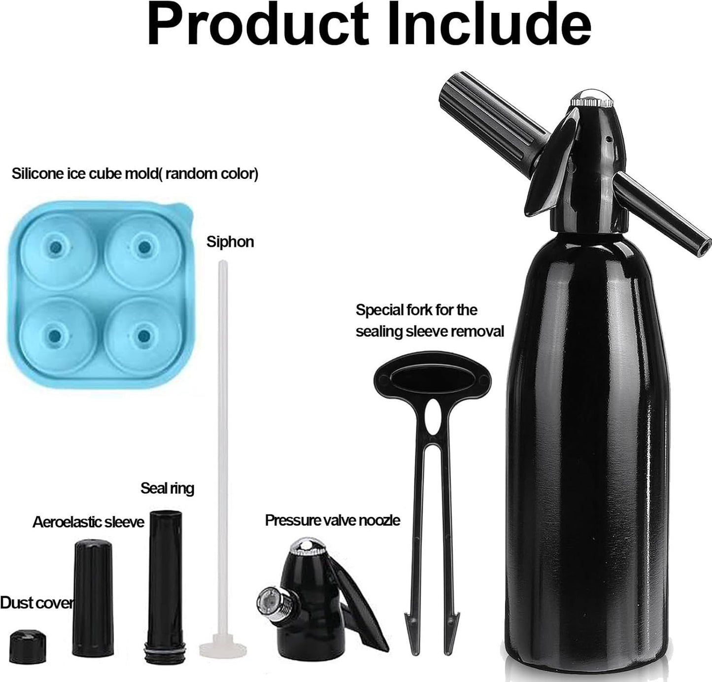 Atldmphic Siphon,1L Drinks,(8 CO2 Soda Sparkling Water and Soda Maker, Portable Carbonated Water Machine, Aluminium