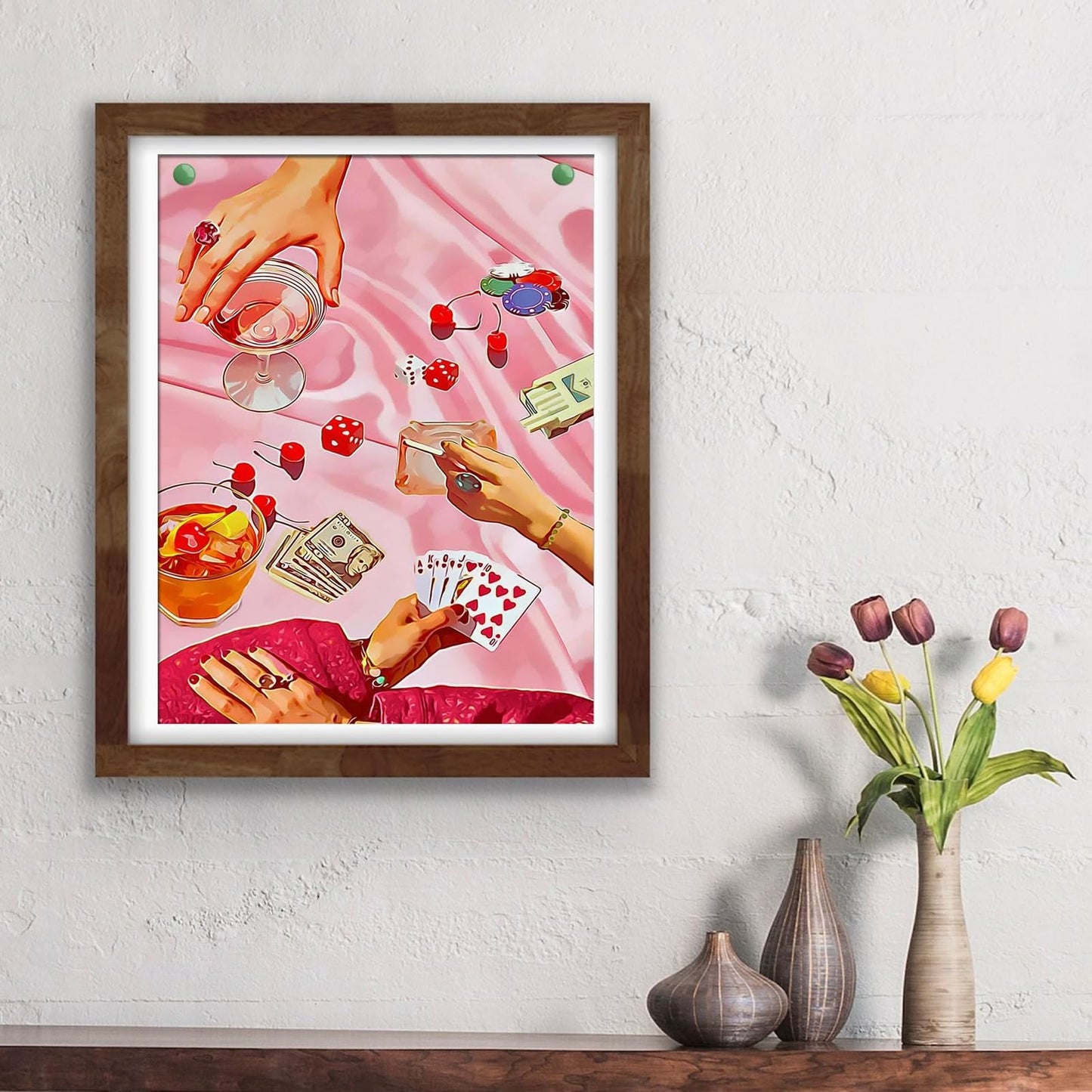 KICHANG Pink Diamond Art Kits for Adults Beginner,DIY Modern Diamond Painting 5D Round Full Drill Diamond Dots Gem Art Crafts with Tools,Funny Crafts for Home Wall Decor&Gift-12x16in