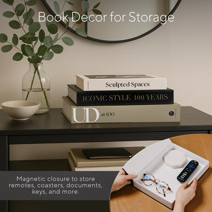 Skiennix Aesthetic Decorative Books - Set of 3 Faux Designer Books for Mid-Century Decor | Minimalist Storage Box