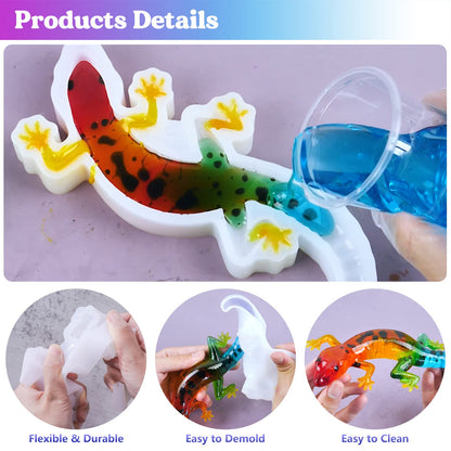 LET'S RESIN Resin Molds Silicone, 2 Pcs Animal Epoxy Resin molds with Realistic Frog and Lizard Shapes, 3D Lifelike Silicone Molds for Epoxy Resina, Wall Desktop, Cabinets Decor