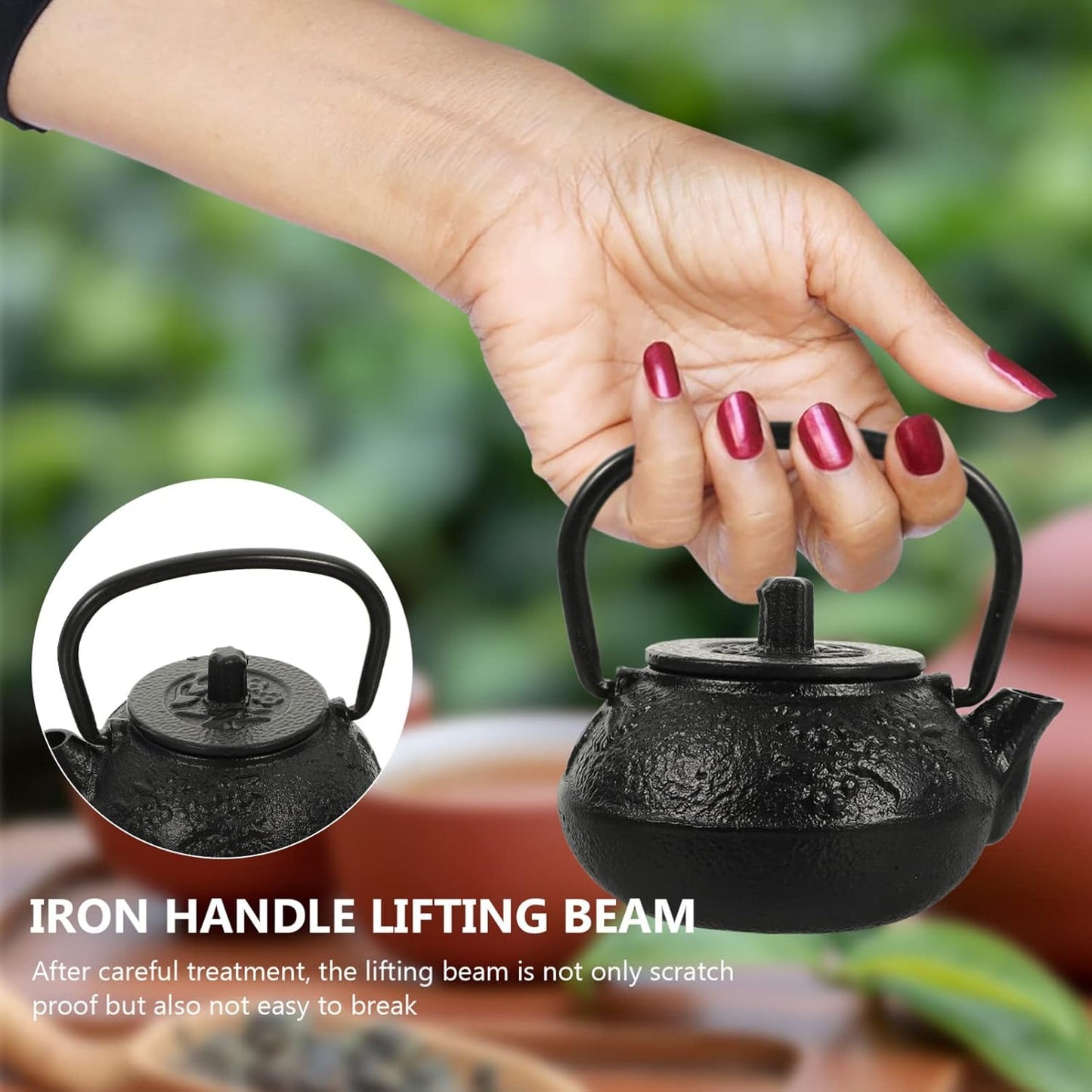Luxshiny Cast Iron Teapot - Mini Iron Teapot, Chinese Kung Fu Teapot for Office, Home, Tea House, Stove Kettle, Chinese