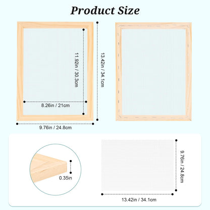 Aboofx Paper Making Kit, A4 Size Paper Making Screen Frame Kit, Wooden Mold and Deckle with Mesh, Absorbent Papers, Sponge and Confetti, DIY Handmade Papermaking Supplies Gift for Craft Lovers
