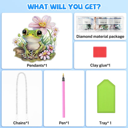 Bowetile Frog Diamond Art Hanging Kits for Adults, 5D Special Shape Diamond Painting Pendant Kits, Animal Gem Art Suncatchers Painting Ornament for Home Garden Wall Decor