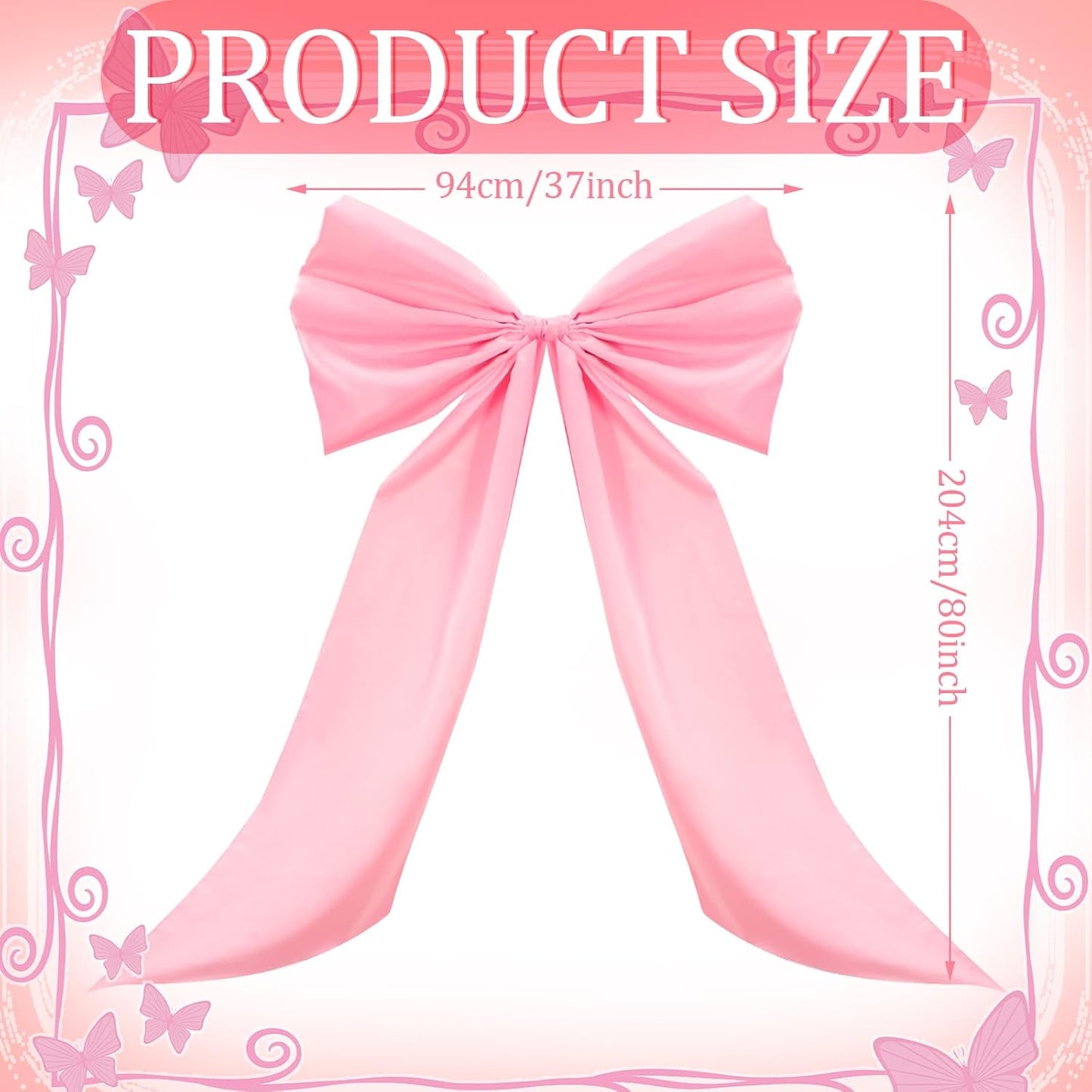 Wavwavw Giant Wall Bow Decorations - 39 x 72 Inch Pink Ribbon Decor for Birthday, Baby Shower & Weddings