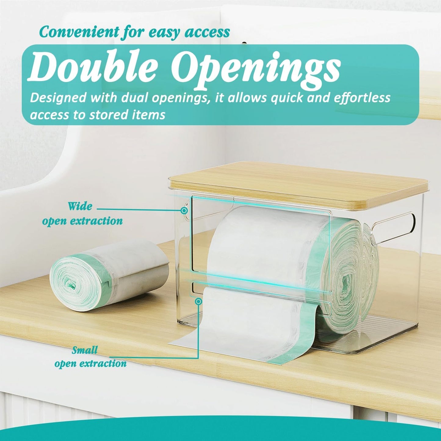 Four Flowers 2 Pack Trash Bag Holder Dispenser for Kitchen, Laundry Room Trash Bag Holder, Acrylic Trash Bag Dispenser