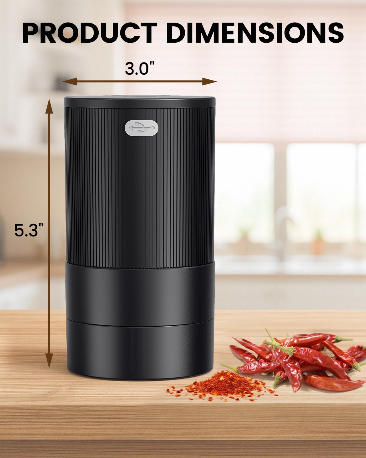 KINGTOP Electric Grinder, Automatic Zinc Alloy Spice Mill, One-Handed Operation, Dual Grind Modes: Flip for Fine or Upright for Coarse