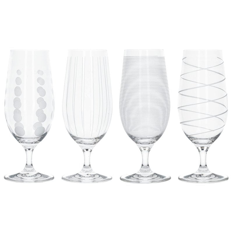 Mikasa 'Cheers' Beer Glasses/Craft Beer Glass Set with Decorative Etching, Crystal Glass, Silver Effect, 460 ml, Set of 4