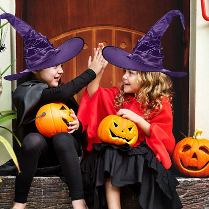 WXOIEOD Purple Witch Hat for Woman Mens Adult Large Witch Hats Halloween Cosplay Costume with Spider Decorations