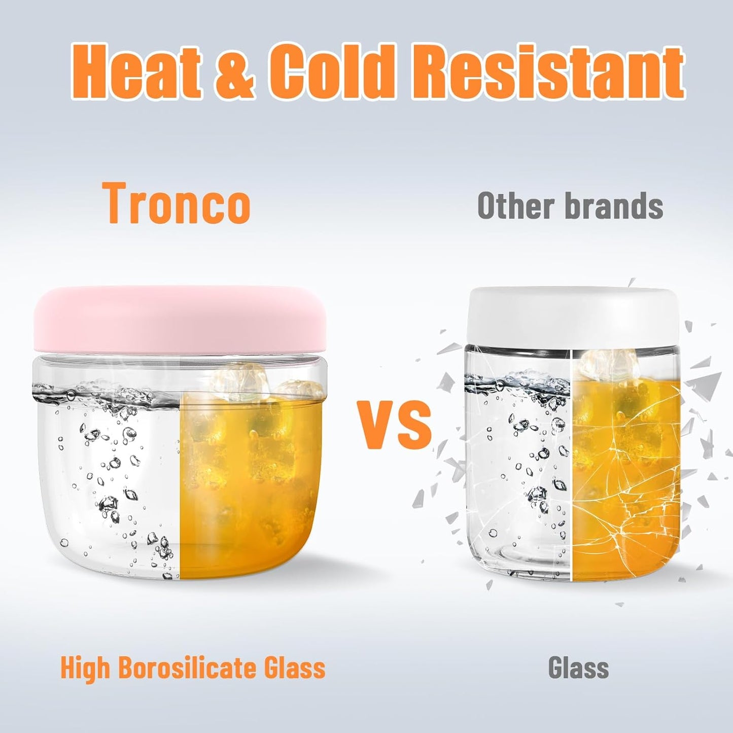 24 oz Set 1 Tronco Glass Lunch Bowl Container with Lid, Glass Food Containers, Leak & Spill Proof, Soup & Stew Food