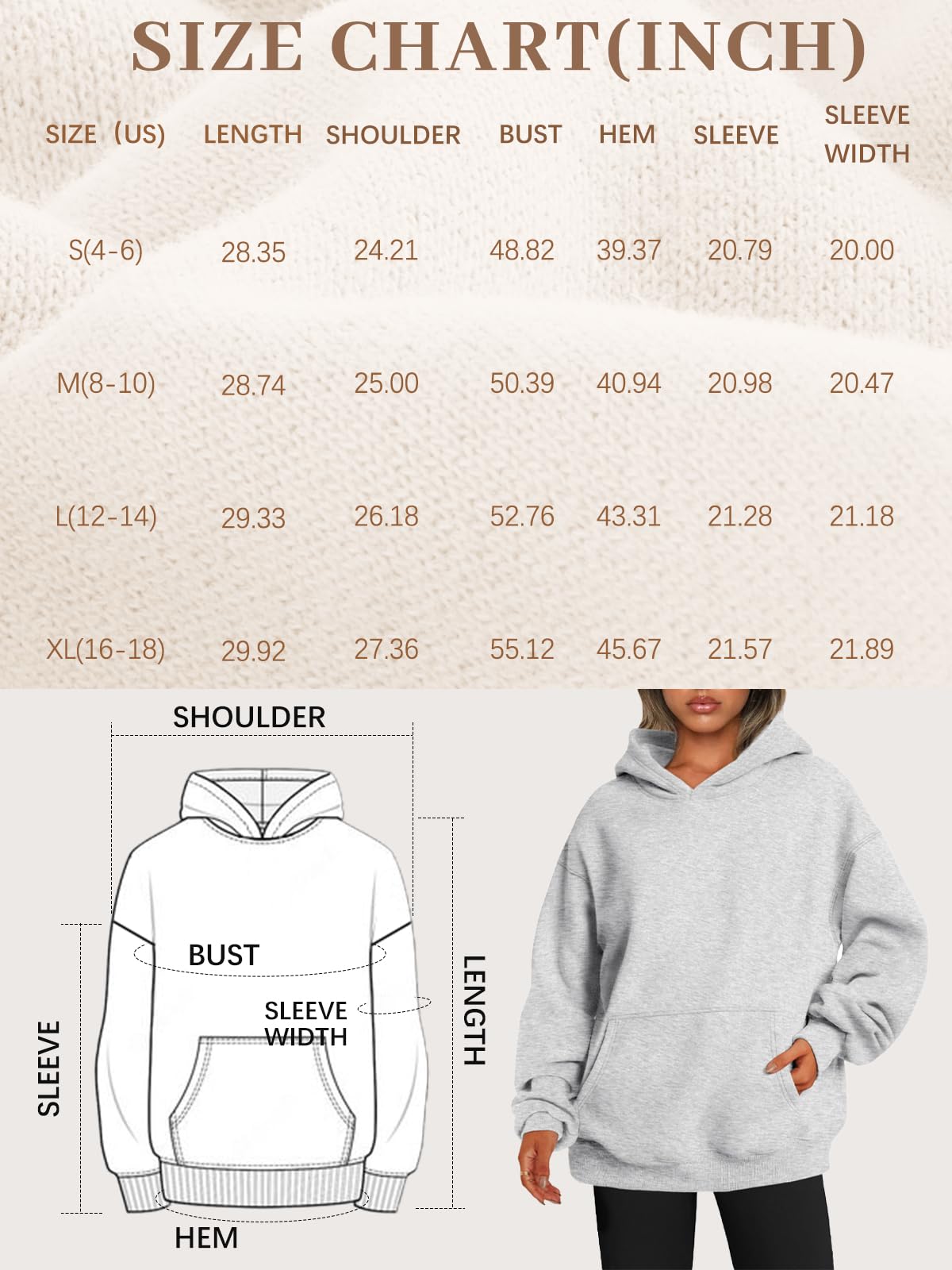 EFAN Womens Hoodies Oversized Sweatshirts Pullover Fleece Sweaters Long Sleeve Winter Fall Outfits Fashion Y2k Clothes Grey M