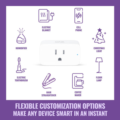 WiZ Smart Wi-Fi Plug - Pack of 3, Smart Outlet Connects to 2.4 GHz Wi-Fi, Voice / App Control, Works with Google Home, Amazon Alexa, and Apple HomeKit, Matter Compatible