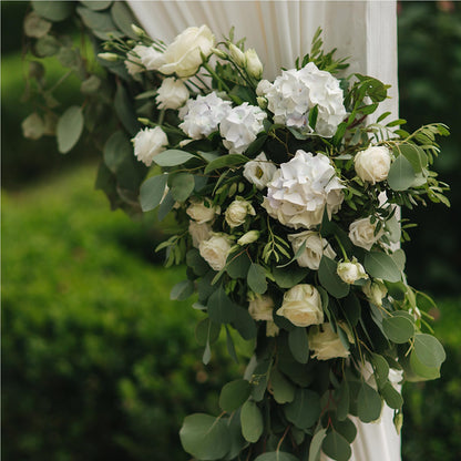 Auihiay 26 Pieces Hydrangea Artificial Flowers Silk Hydrangea Flowers Artificial Flowers Heads with Stems for Home Wedding Party Decorations (Ivory)