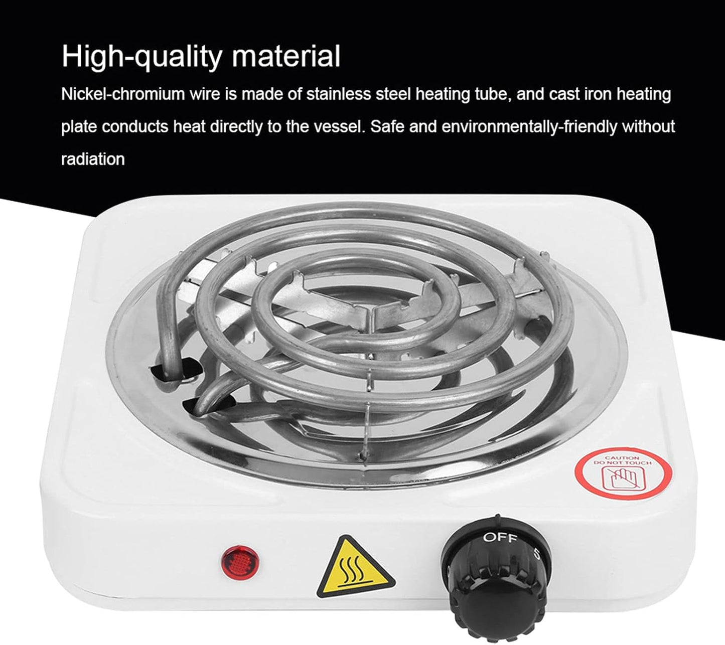 Electric Single Hot Plate Cooktop, 1000W Stainless Steel Portable Stove with Adjustable Temperature for Home Kitchen