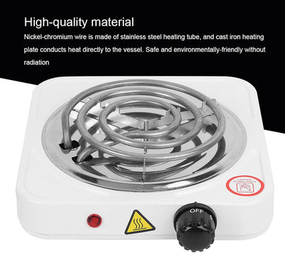 Electric Single Hot Plate Cooktop, 1000W Stainless Steel Portable Stove with Adjustable Temperature for Home Kitchen