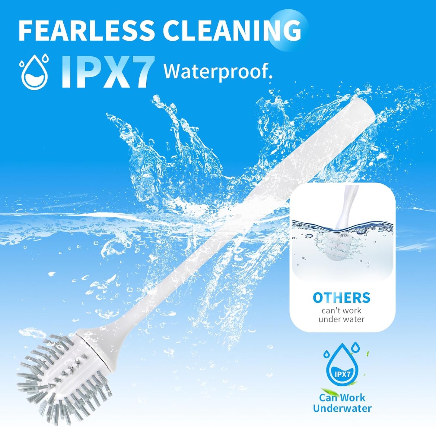 Aloevia IPX7 320RPM Electric Toilet Brush, Ultra Quiet & Powerful Scrubbing, Waterproof Self-Cleaning Brush