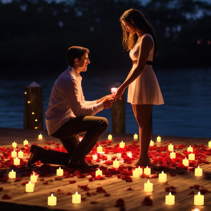 Coume 72 Pack Flameless Tea Light Candle Wedding Flameless Flickering LED Battery Operated Candle for Sweetest Day Anniversary Romantic Night Honeymoon Table Decor(Warmer)