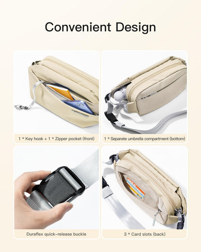 Inateck Sling Bag X, Multi-pocket Crossbody Shoulder Chest Bag with Adjustable Shoulder Strap, Water-resistant Waist Fanny Pack for Men, Women, Travel, Daily Use, Cycling, Hiking, Black, Large