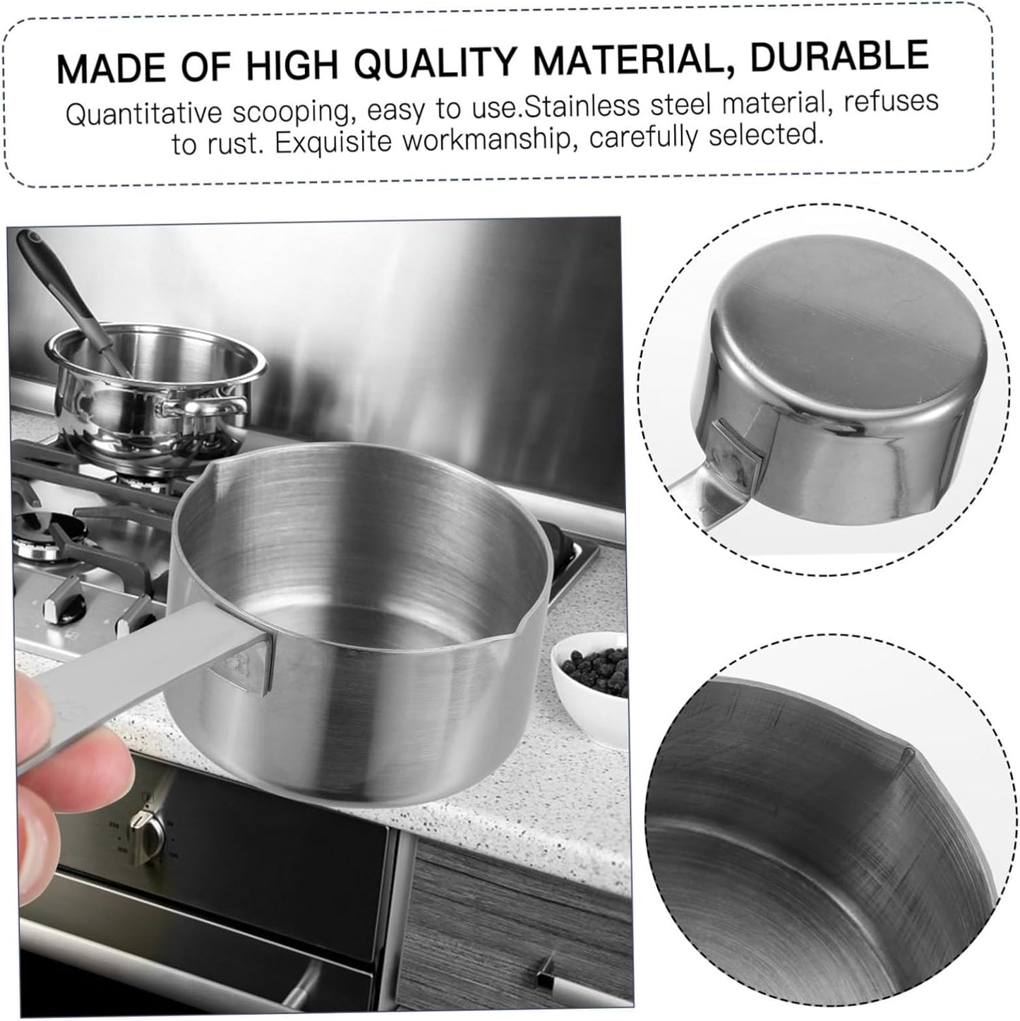 Copper Sauce Pot 1pc Small Saucepan Noodle Pot with Pour Spout, Tiny Cooking Pot, Butter Melter, Stainless Steel