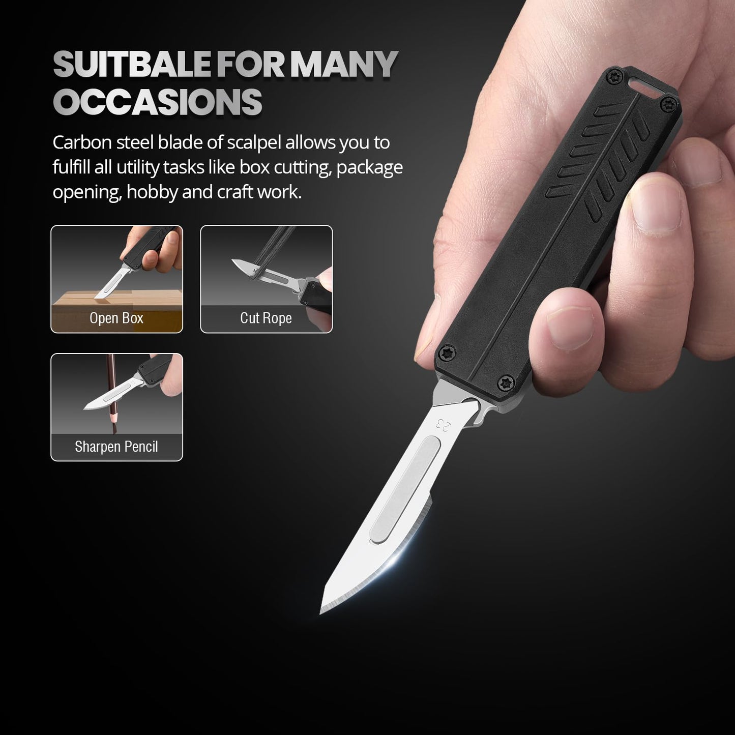 coldown Utility Knife, Pocket Knife with Clip, Box Cutter Knives, EDC Scalpel Knife, 10 Extra Carbon Steel Replacement Blades #23, Great EDC Gadget Gift for Men Women