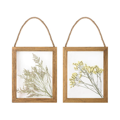 NIKKY HOME Dried Flowers Grass Wall Art Set of 2 Natural Plant Artwork with Clear Glass Display Frame and Jute Rope Gallery Wall Decor Living Room Decor