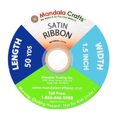 Mandala Crafts Silver Satin Ribbon for Crafts - 50 Yards 1 1/2 Inch Wide Fabric Ribbons for Gift Wrapping, Flower Bouquets, and Wedding Party Décor