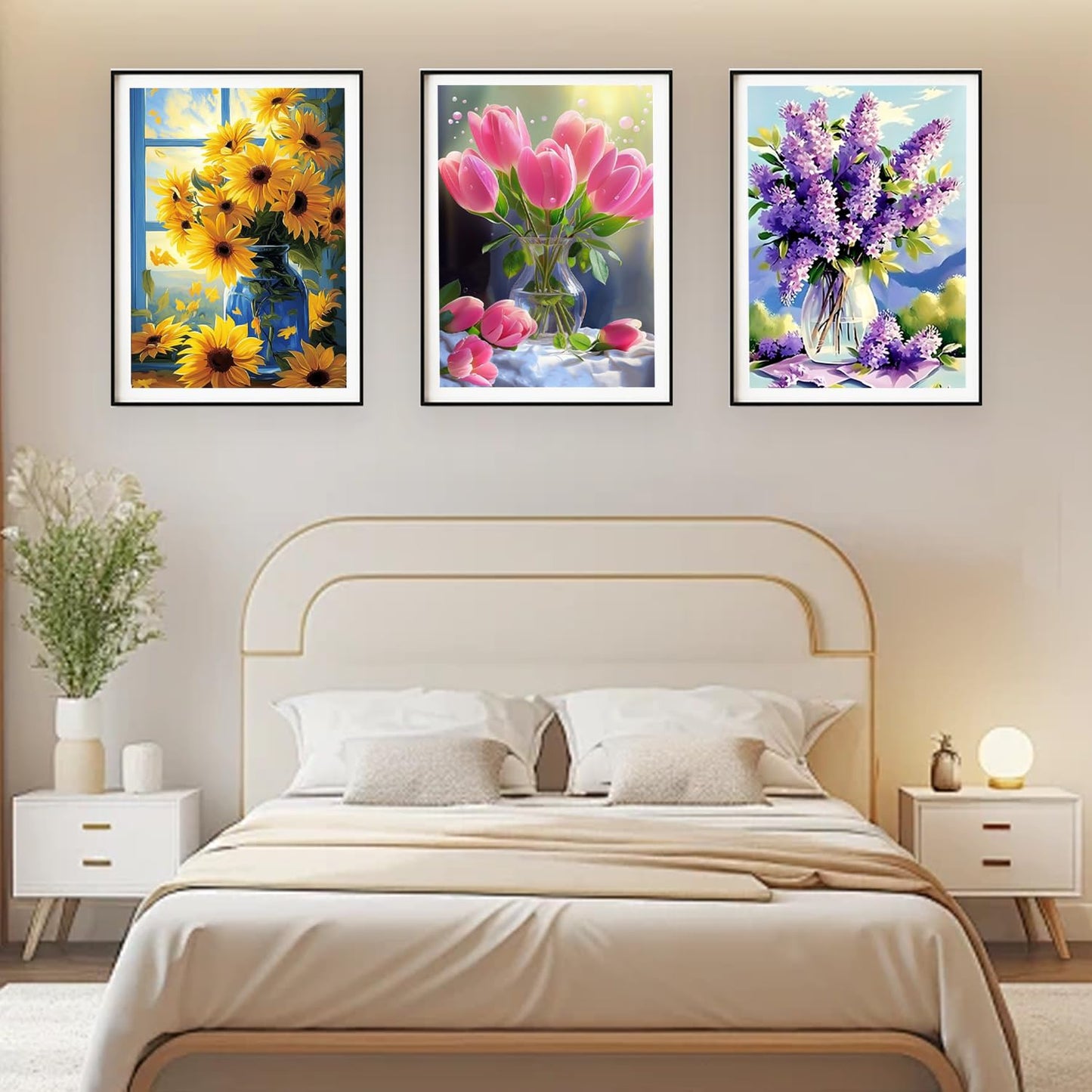 DOZEEZOP 6 Pack 5D Diamond Painting Kits for Adults, Diamond Art Kits for Adults Beginners of All Ages, Round Full Drill Arts and Crafts Gems Home Wall Decor 12x16 Inches Flowers