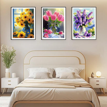 DOZEEZOP 6 Pack 5D Diamond Painting Kits for Adults, Diamond Art Kits for Adults Beginners of All Ages, Round Full Drill Arts and Crafts Gems Home Wall Decor 12x16 Inches Flowers